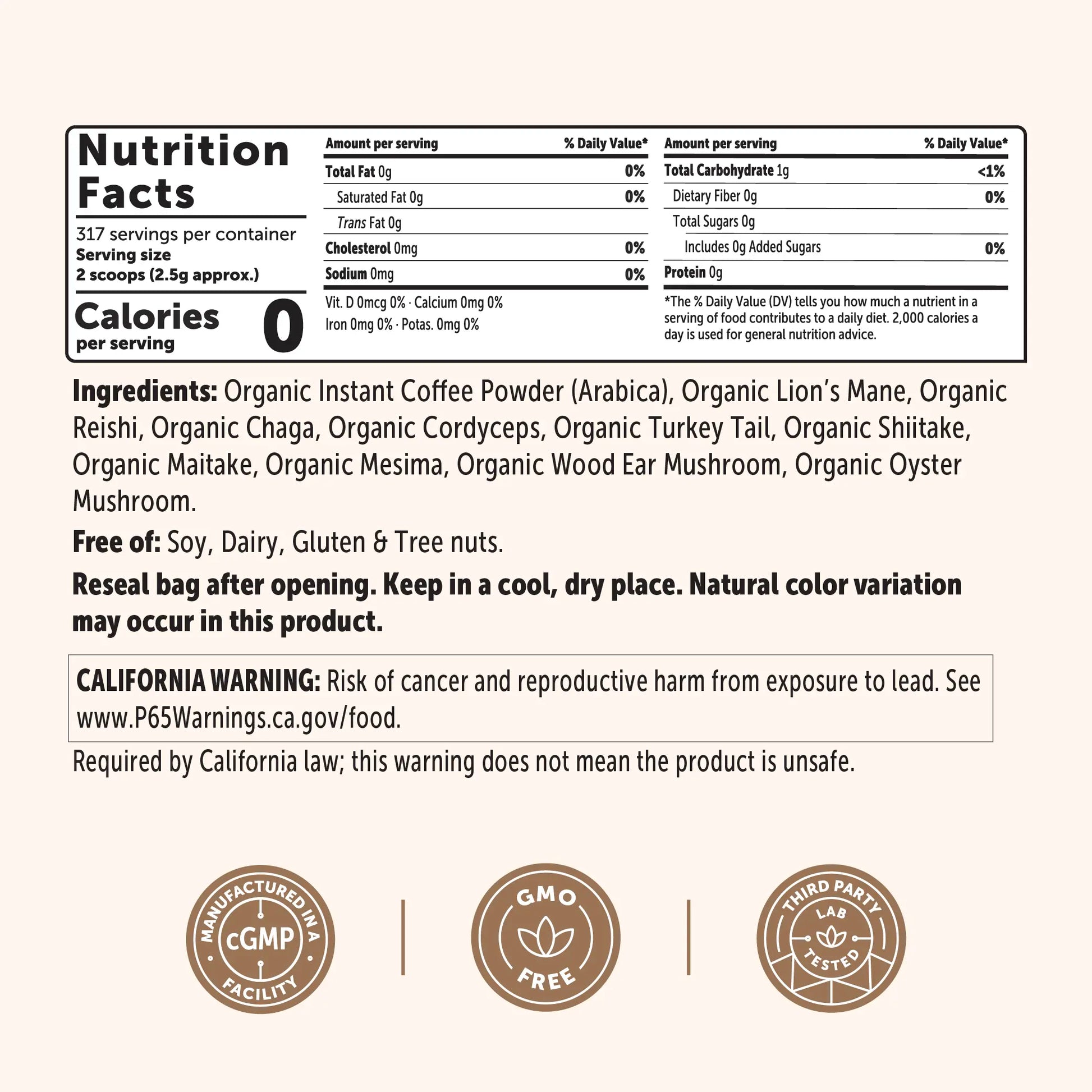Micro Ingredients Organic Instant 10 in 1 Mushroom Coffee Powder