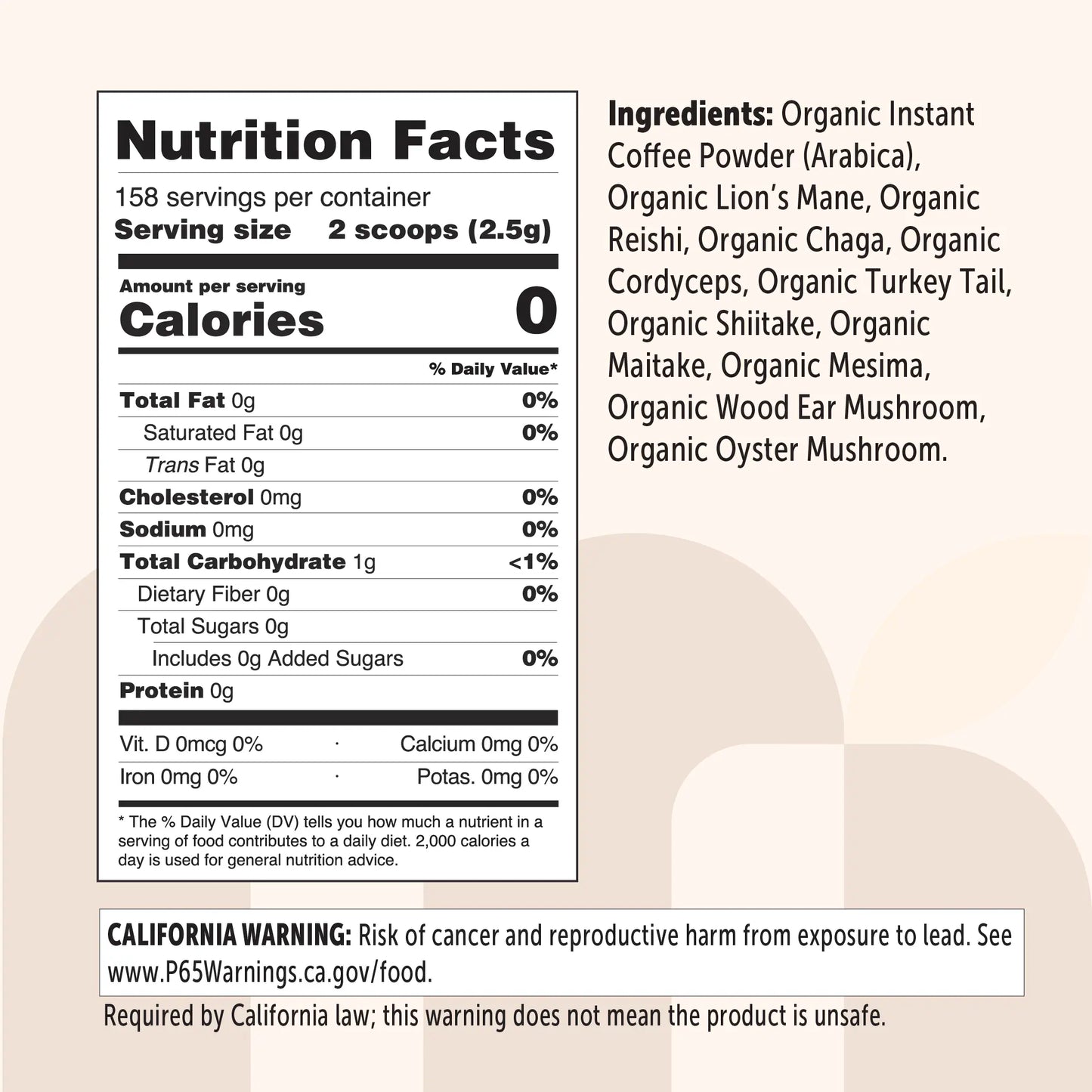 Micro Ingredients Organic Instant 10 in 1 Mushroom Coffee Powder