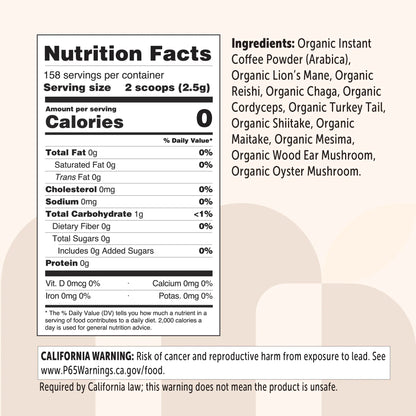 Micro Ingredients Organic Instant 10 in 1 Mushroom Coffee Powder